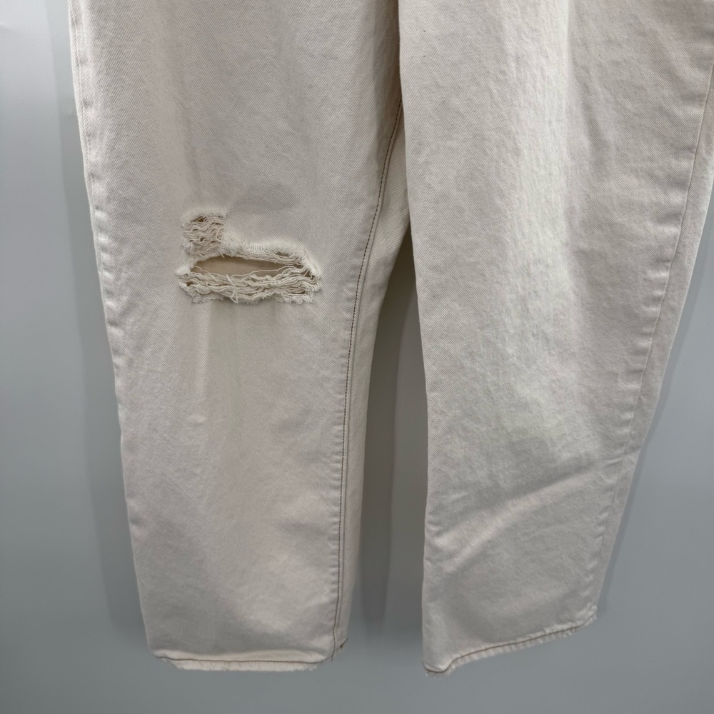 Levi’s Ribcage Straight Ankle Jeans Size 31 Ecru High Rise Button Fly Distressed - Picture 6 of 15